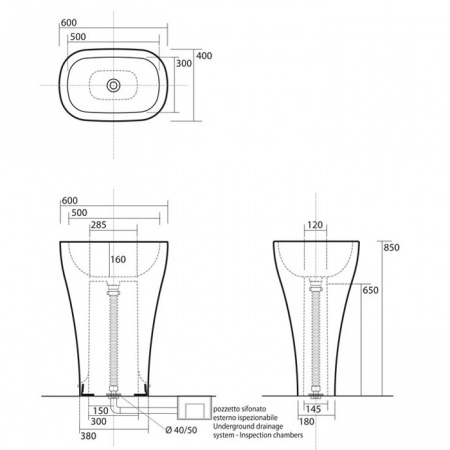 Фото раковина напольная kerasan aquatech 60 см 374201