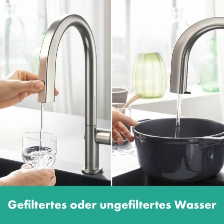 Фото смеситель для кухонной мойки hansgrohe aqittura 76801800