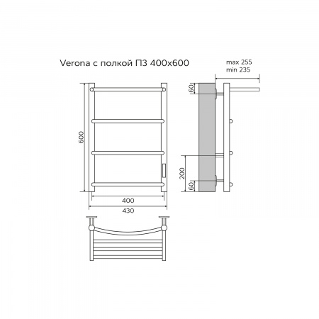 Фото электрический полотенцесушитель azario verona 40x60 см цвет: хром az04846p