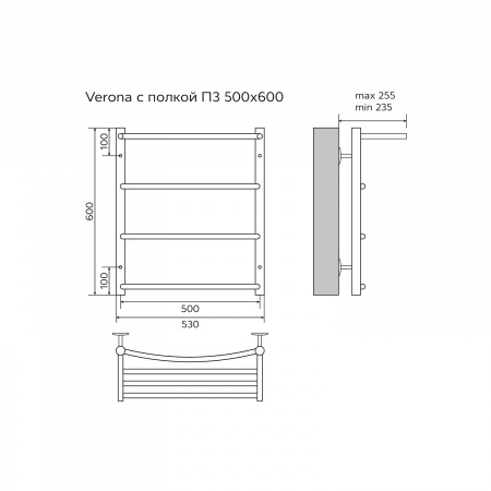 Фото водяной полотенцесушитель azario verona 50x60 см цвет: хром az04156p
