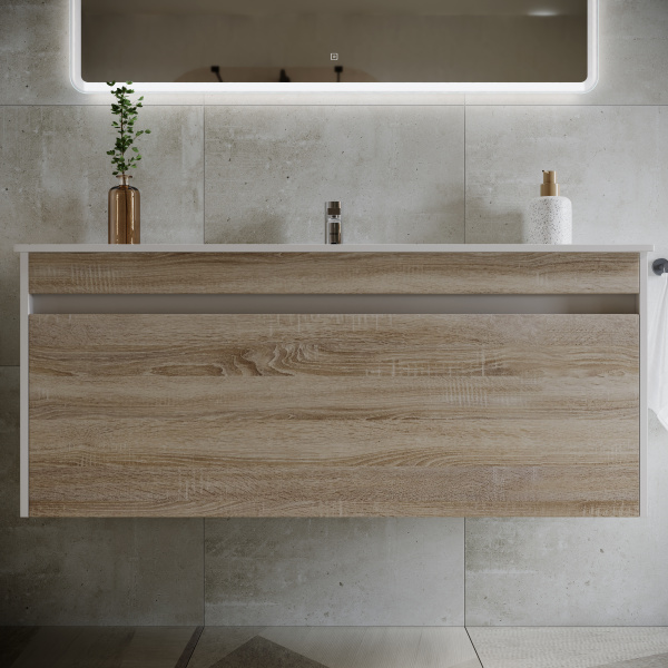 Фото тумба под раковину sancos smart 120 см, цвет: дуб бардолино/белый sm120-1e