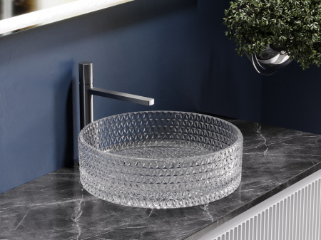 Фото раковина накладная ceramicanova cristal 36 см, цвет: прозрачный cn6062