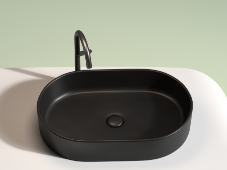Фото раковина накладная ceramicanova element 60.8 см, цвет: черный cn6048mb