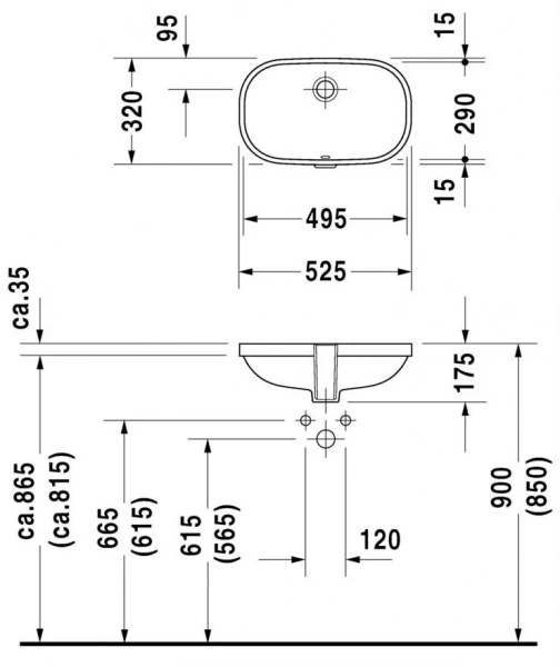 Фото раковина встраиваемая снизу duravit d-code 52.5 см 338490000