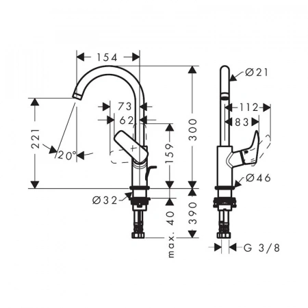 Фото смеситель для раковины hansgrohe logis 71130670