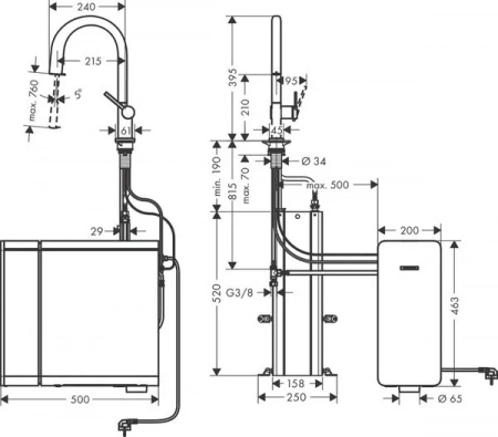Фото смеситель для кухонной мойки hansgrohe aqittura sodasystem 76806670
