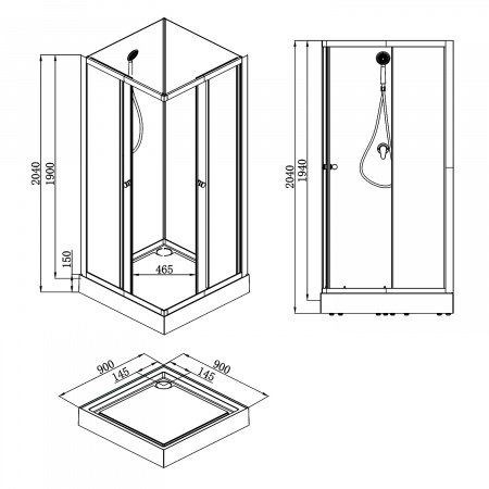 Фото душевая кабина loranto neo 90x90 см cs-21801