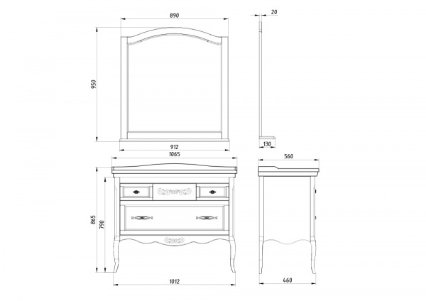 Фото зеркало asb woodline модерн 105 см цвет: белый (патина серебро) 11231 бс