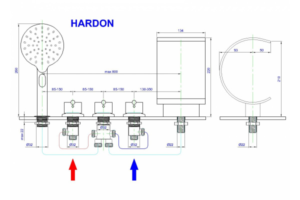 Фото смеситель на борт ванны royal bath hardon rb611