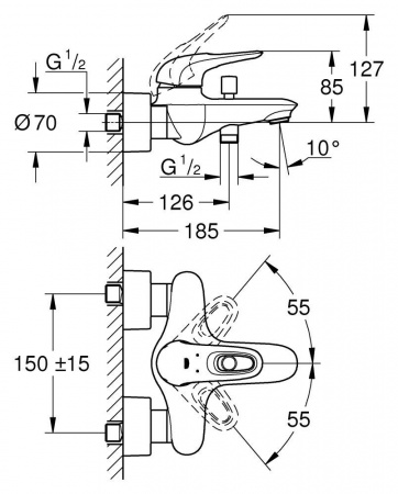 Фото смеситель для раковины grohe eurostyle 33591003