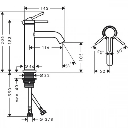 Фото смеситель для раковины hansgrohe tecturis s 73311670