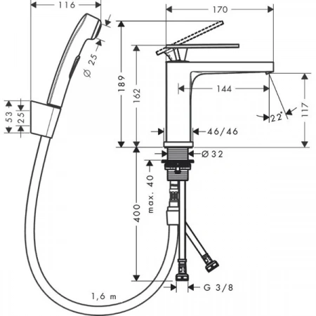 Фото смеситель для раковины hansgrohe tecturis e 73210670