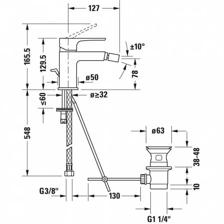 Фото смеситель для биде duravit b.1 b12400001010