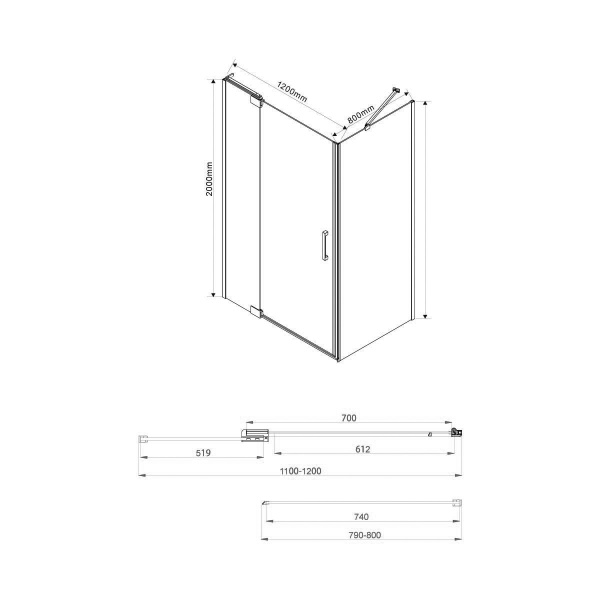 Фото душевой уголок vincea extra 110x80 см vsr-1e111280cl