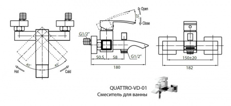 Фото смеситель для ванны cezares quattro-c-vd-01