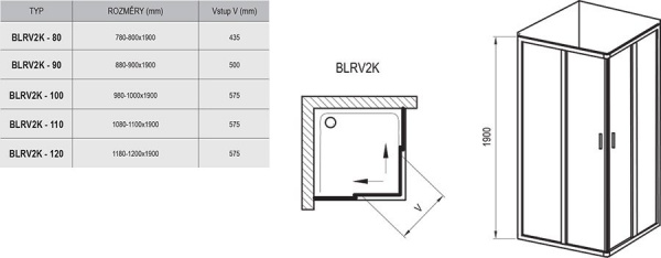 Фото душевое ограждение ravak blix blrv2k-100 100x100 см 1xva0100zg