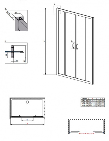 Фото душевая дверь radaway premium plus dwd 160 см 33363-01-01n