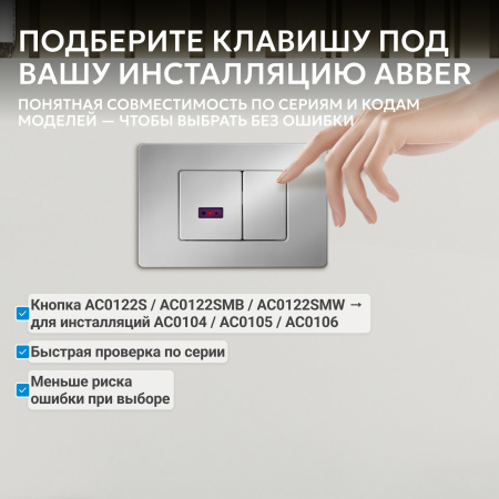 Фото клавиша смыва сенсорная abber ac0122s хром глянцевый