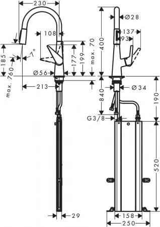 Фото смеситель для кухонной мойки hansgrohe talis 73876000