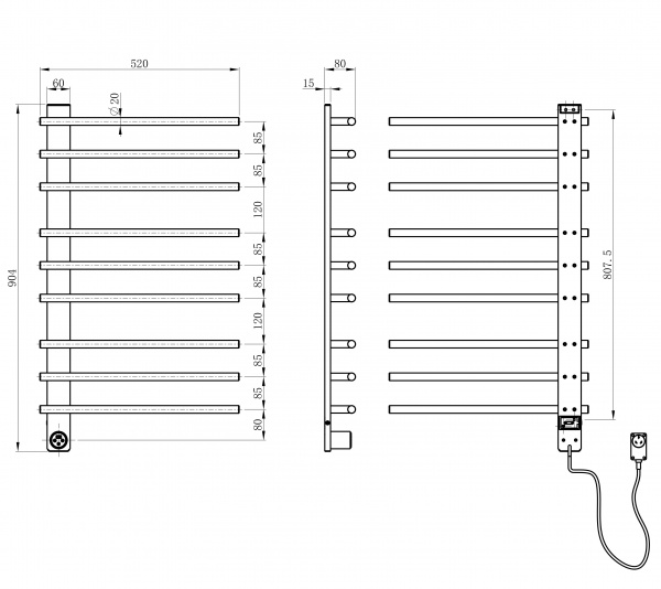 Фото полотенцесушитель электрический wonzon & woghand n?rnberg цвет: темный графит ww-al349-gm