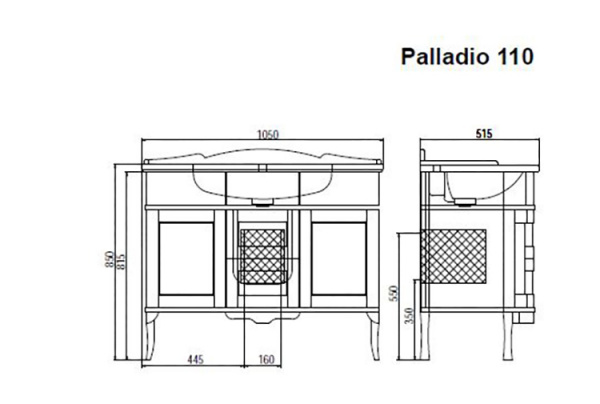 Фото тумба под раковину bagno piu palladio 105 см, цвет: патина и декор pl-01-110-00