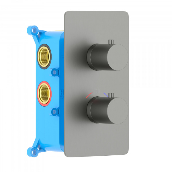 Фото термостатический смеситель для ванны акватек европа aq1393bgm,цвет: сталь