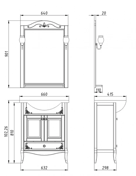 Фото зеркало asb woodline салерно 65 см цвет: белый (патина серебро) 9690 бс