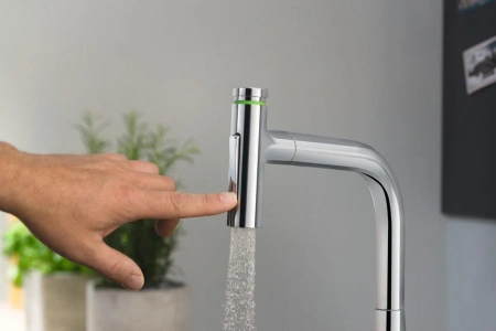 Фото смеситель для кухонной мойки hansgrohe metris select 73818670