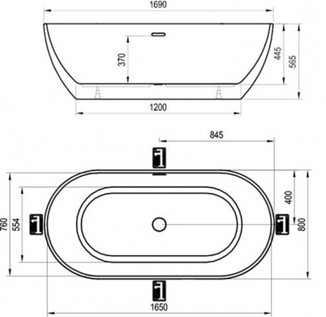 Фото акриловая ванна ravak freedom o 169x80 см xc00100020