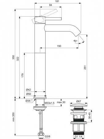 Фото смеситель для раковины ideal standard cerafine nuovo bd137xg