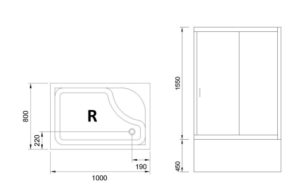 Фото душевое ограждение royal bath bp rb8100bp-c-ch-r 100x80 см