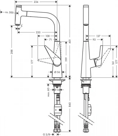 Фото смеситель для кухонной мойки hansgrohe talis select 72826000