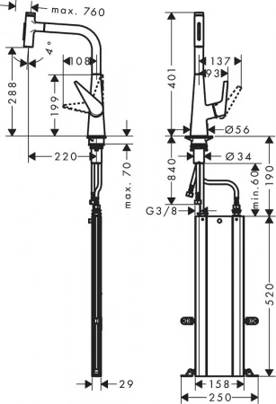 Фото смеситель для кухонной мойки hansgrohe talis select 73867800
