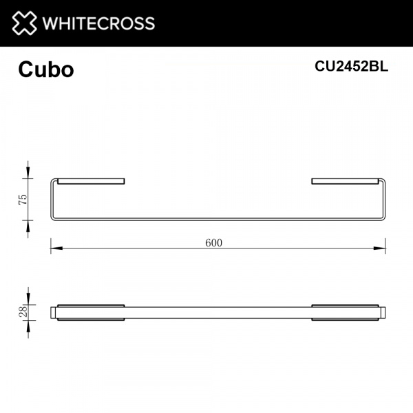 Фото полотенцедержатель 60 см whitecross cubo cu2452bl, цвет: черный