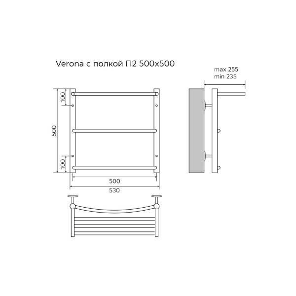 Фото водяной полотенцесушитель azario verona 50x50 см цвет: хром az04155p