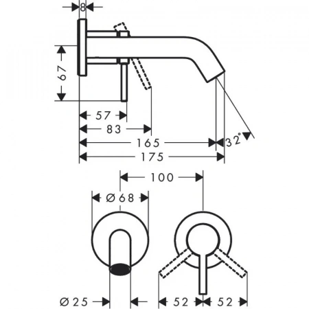Фото смеситель для раковины hansgrohe tecturis s 73350700
