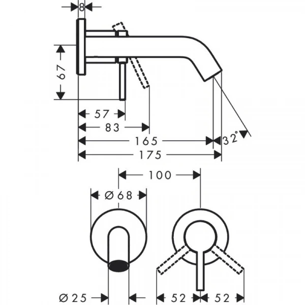 Фото смеситель для раковины hansgrohe tecturis s 73350700