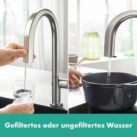 Фото смеситель для кухонной мойки hansgrohe aqittura 76826800