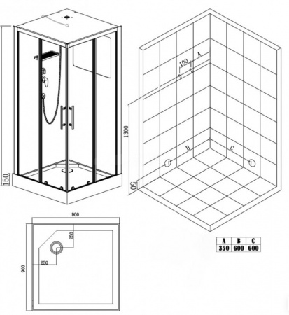 Фото душевая кабина esbano 90x90 см eskbfo90ckr