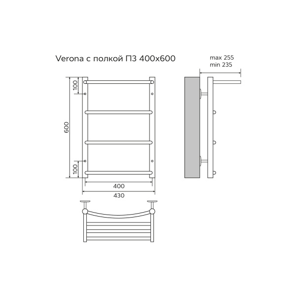 Фото водяной полотенцесушитель azario verona 40x60 см цвет: хром az04146p