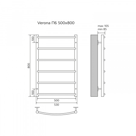 Фото водяной полотенцесушитель azario verona 50x80 см цвет: хром az04158