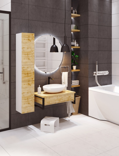 Фото тумба под раковину 1marka grunge loft 80 см, цвет: дуб вотан у85842