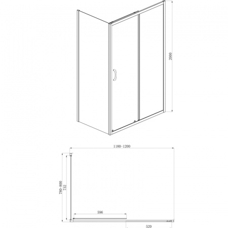 Фото душевое ограждение  azario milton  80x120 см az-nd1131-r 1200 black