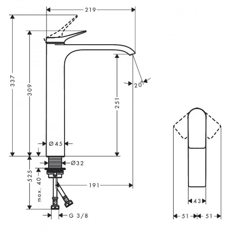 Фото смеситель для раковины hansgrohe vivenis 75042700