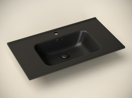 Фото раковина накладная ceramicanova element 81 см, цвет: черный cn7005mb