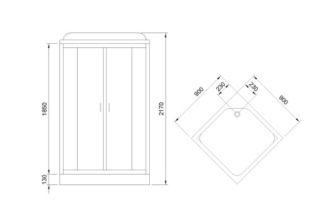Фото душевая кабина royal bath нр rb90hp6-wt-bl 90x90 см