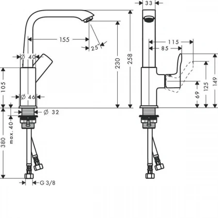 Фото смеситель для раковины hansgrohe metris 31081000