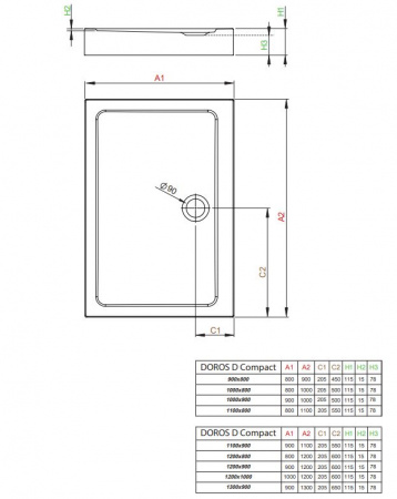 Фото поддон акриловый radaway doros d compact 90x100 см sdrd1090-05