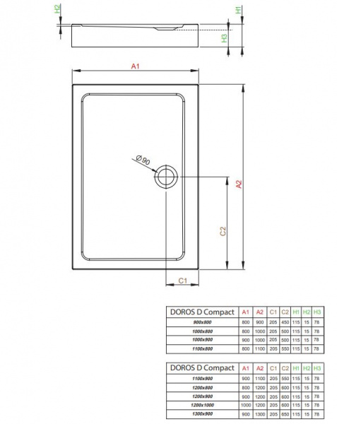 Фото поддон акриловый radaway doros d compact 90x130 см sdrd1390-05