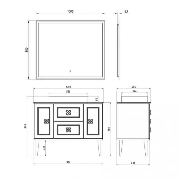 Фото зеркало asb woodline марика 105 см цвет: белый 12220